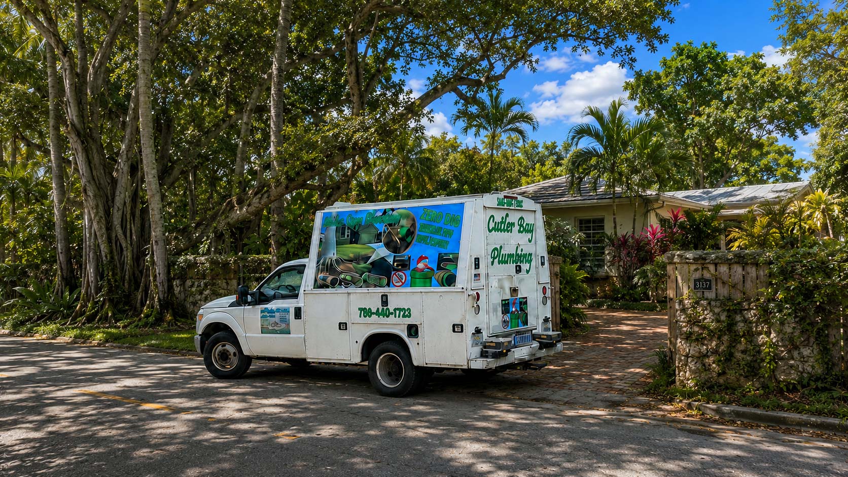 Cutler Bay Plumbing vehicle providing service in Coconut Grove