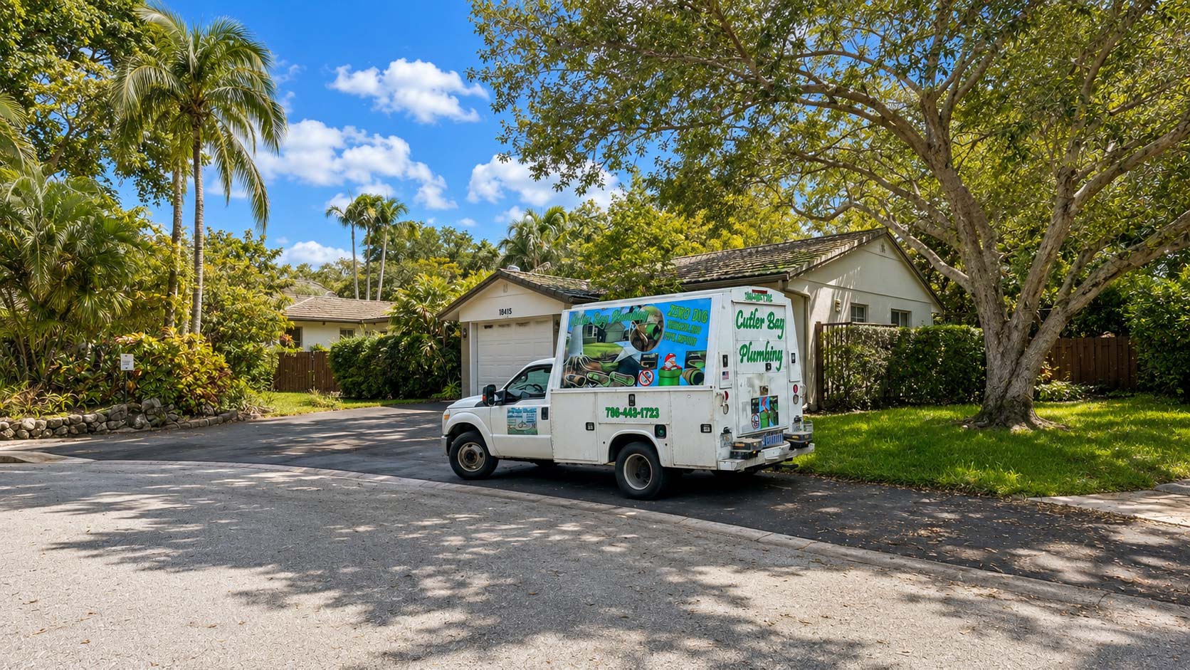 Cutler Bay Plumbing truck serving a residential customer in Kendall