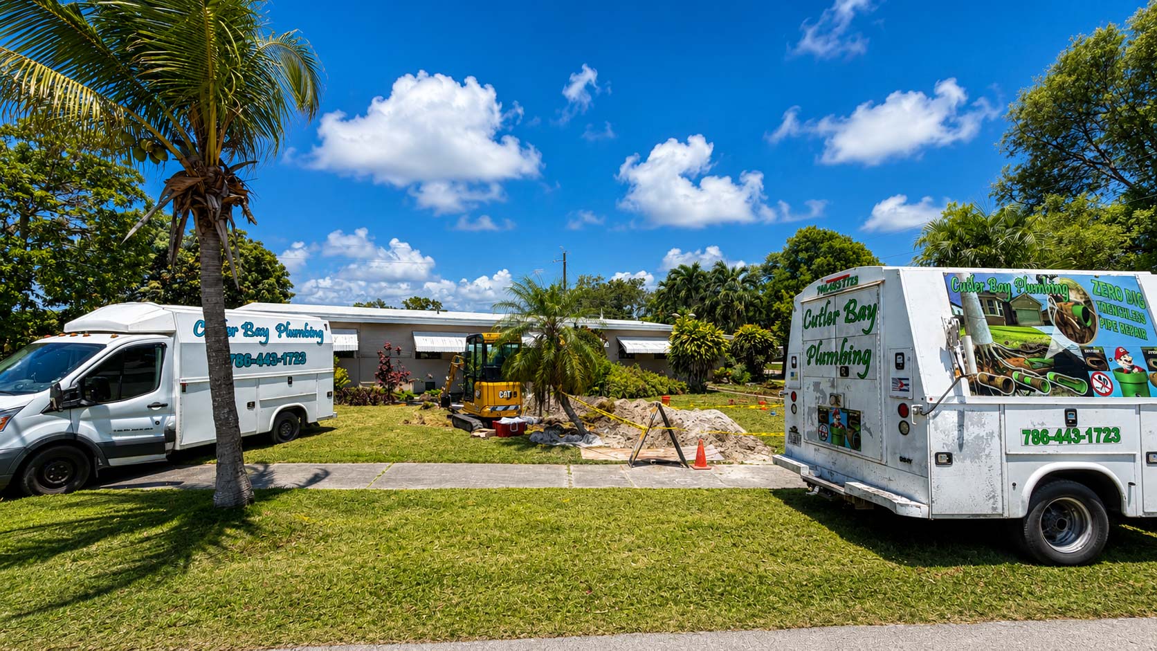 Local plumbing service truck responding to a call in Palmetto Bay