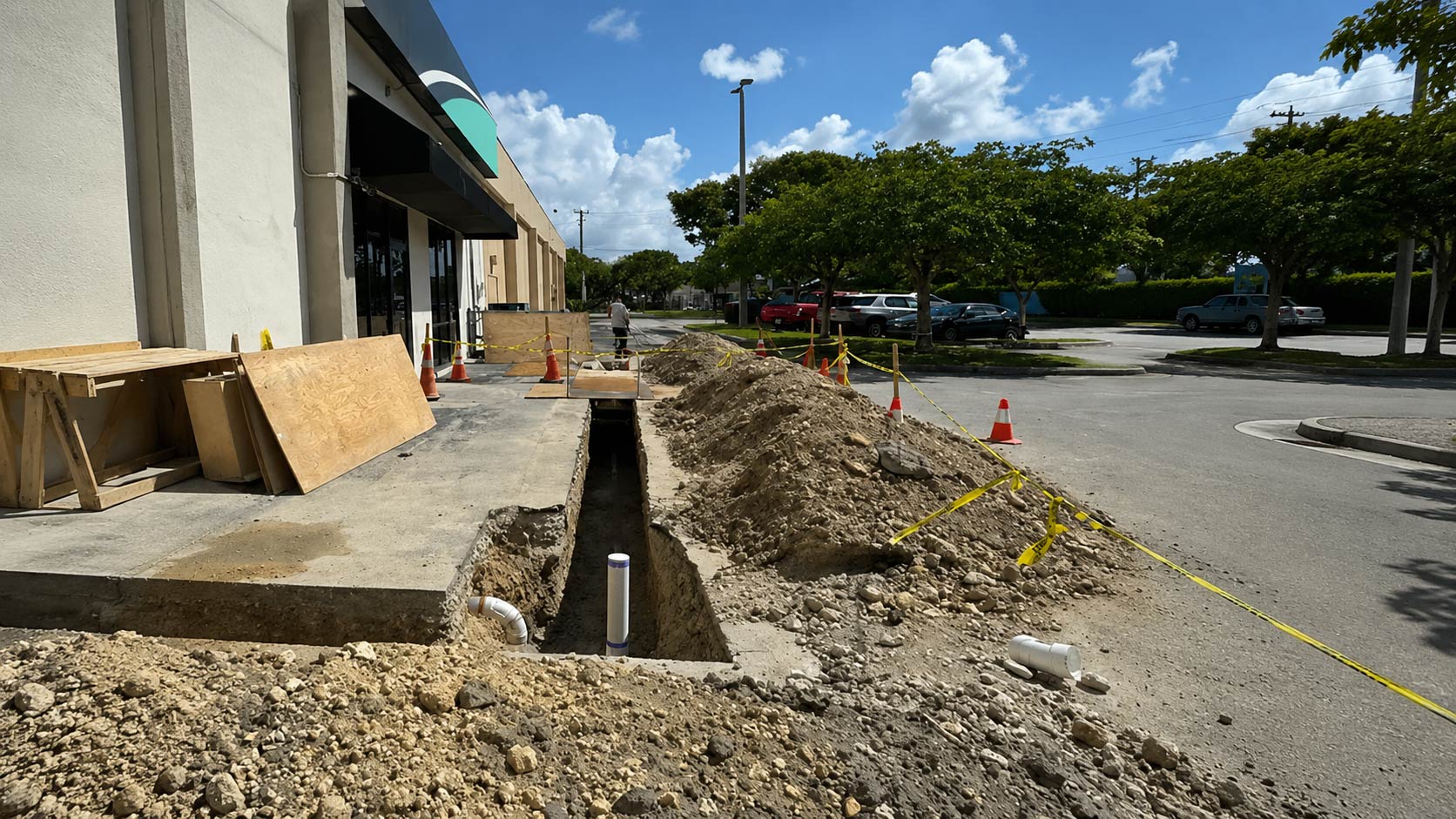 Large vacuum hose being used to pump a residential septic system